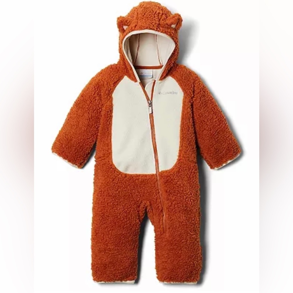 Baby Boy Columbia Fox Sherpa Hooded Bunting in Copper